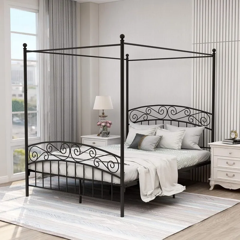 Canopy Bed Frame Metal Queen - Rangka Tempat Tidur dengan Kanopi Ukuran