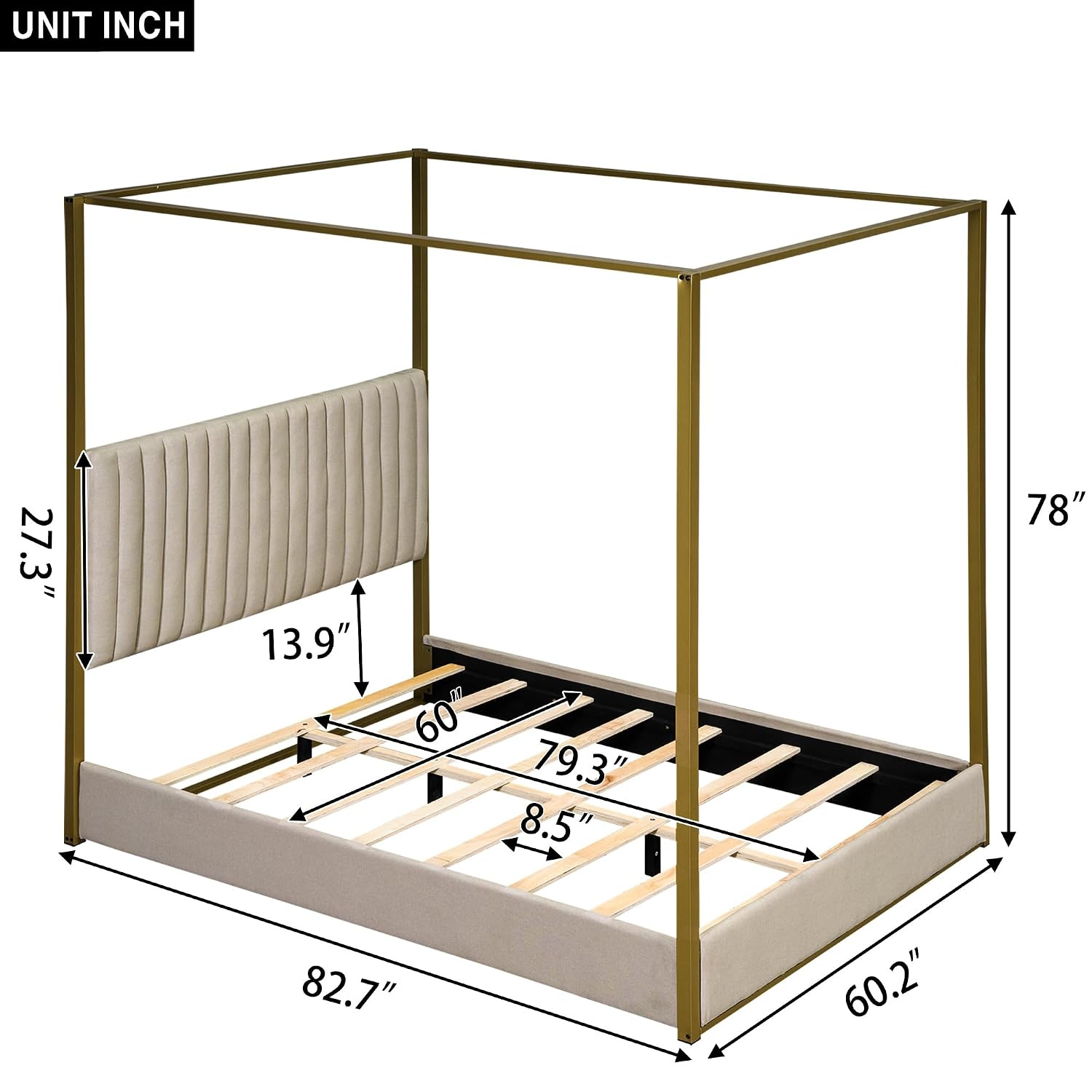 Canopy Bed Frame Metal Queen - Tempat Tidur Modern dengan Kanopi 4