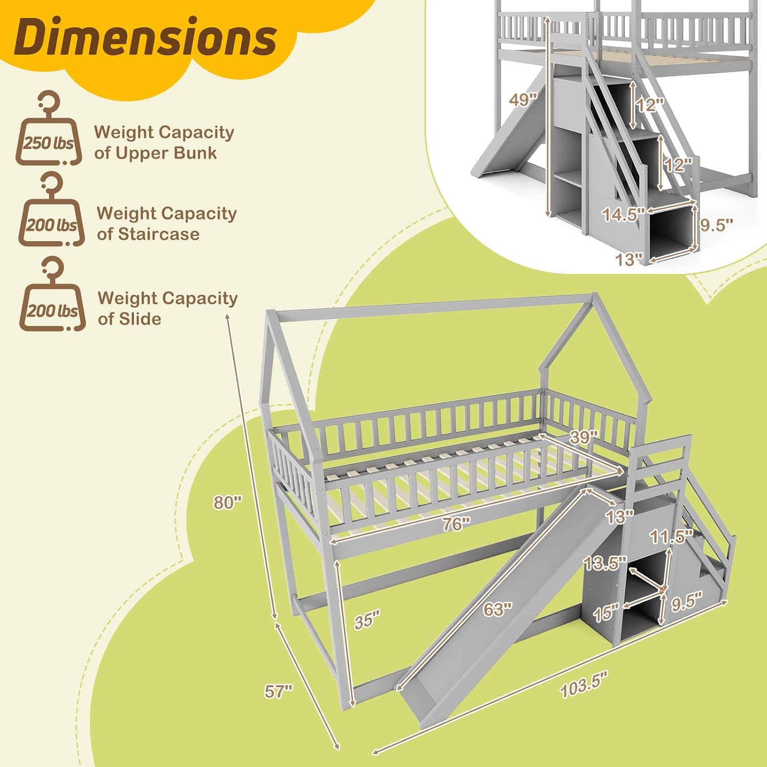 Bunk Bed With Stairs And Slide - Tempat Tidur Tingkat Twin Over Twin