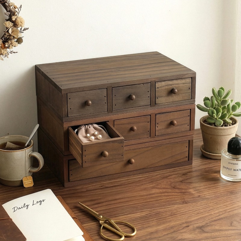 Storage - Kotak Penyimpanan Desktop Kayu Rak Peninggi