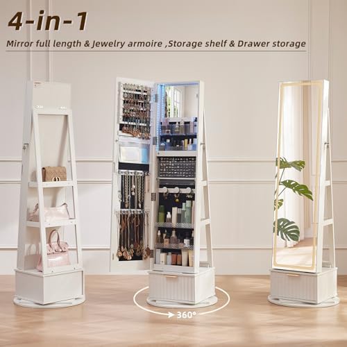 Beralur 360 °   Lemari Perhias - Full Length Mirror Jewelry Armoire ulasan dan harga