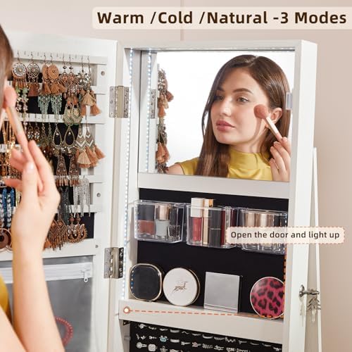 Beralur 360 °   Lemari Perhias - Full Length Mirror Jewelry Armoire ulasan dan harga