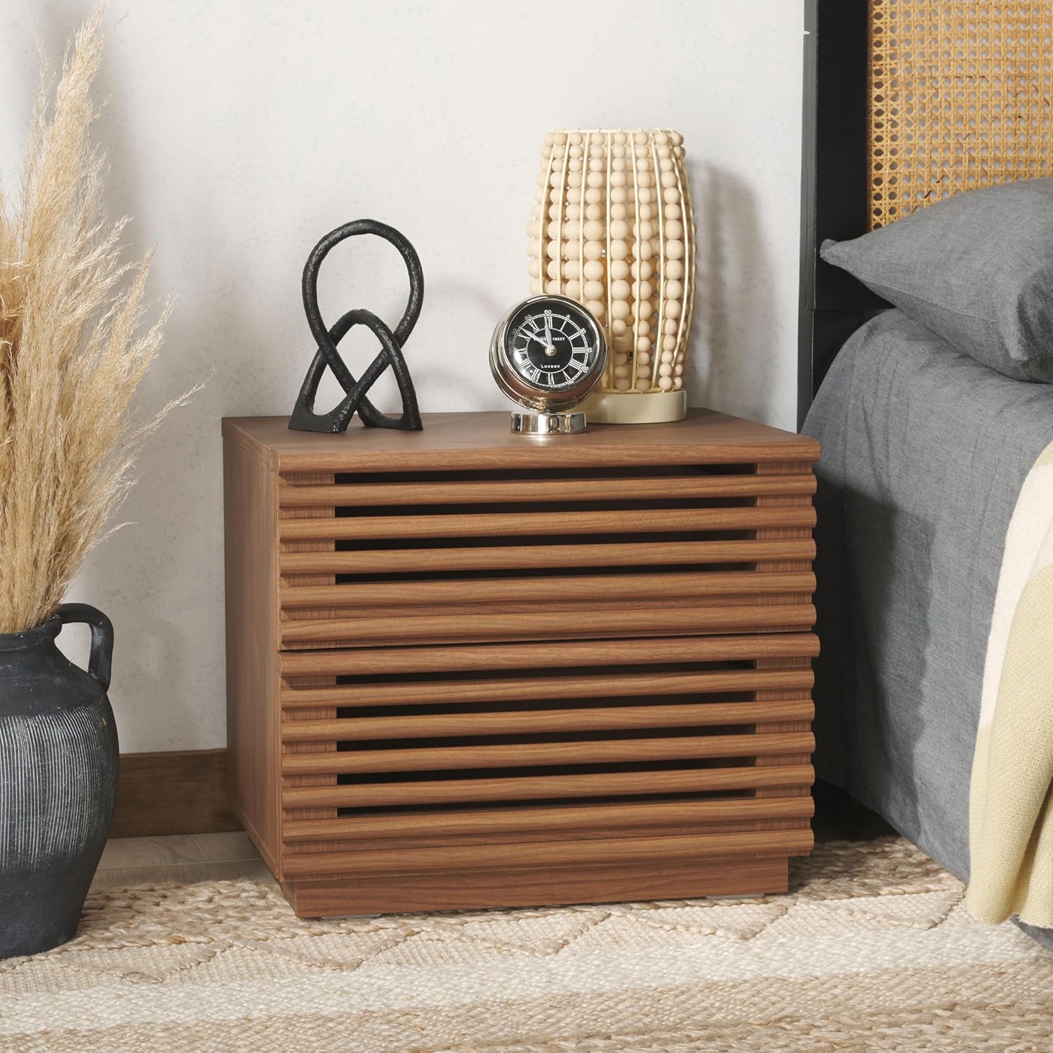 Meja Nakas 2 Laci Averi Dark W - Solid Wood Nightstand 2 Drawers ulasan dan harga