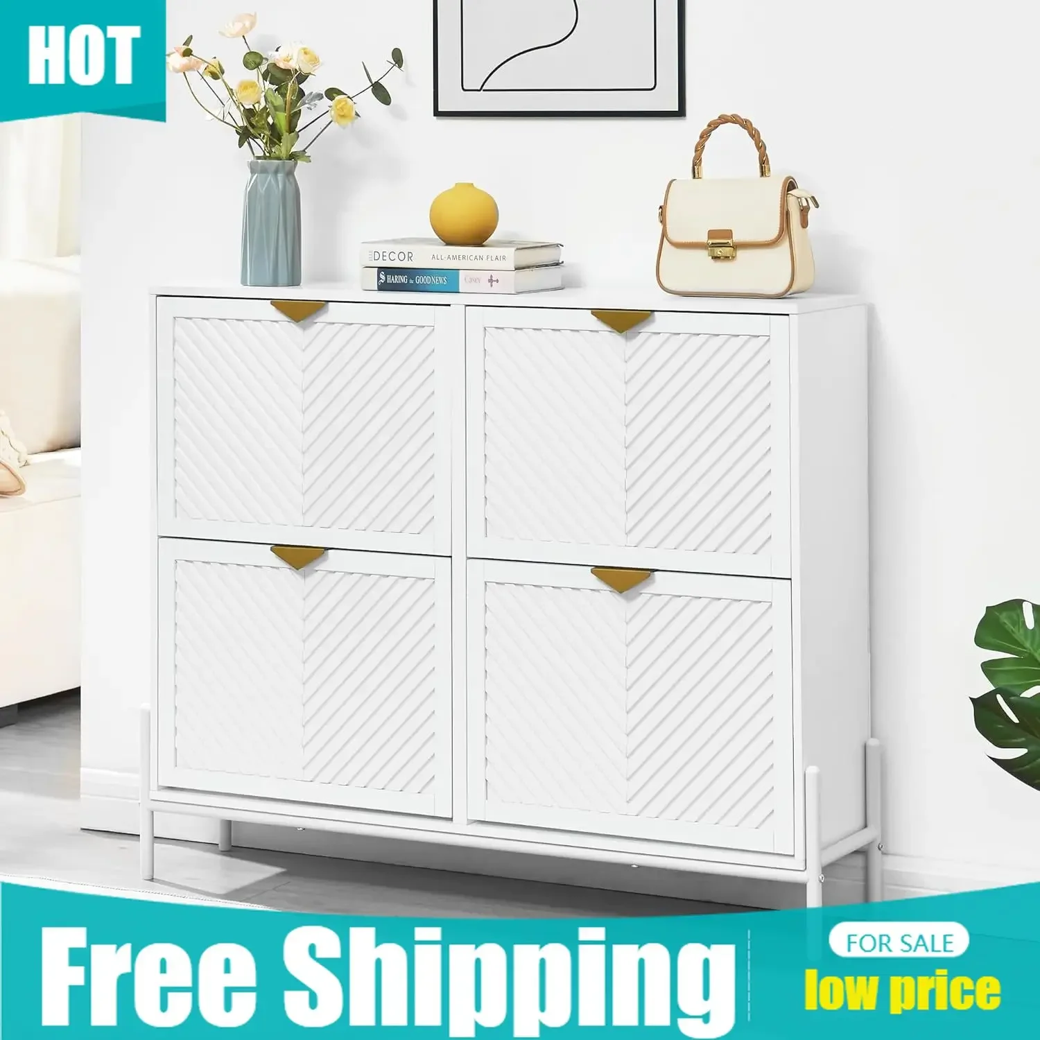 Lemari Sepatu dengan 4 Laci Li - Shoe Rack Cabinet Narrow Entryway ulasan dan harga