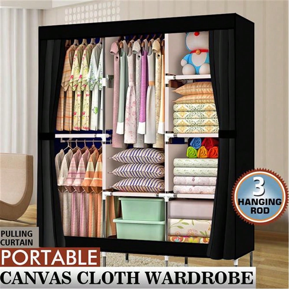 Lemari Pakaian Portabel 71 Inc - Wardrobe Closet Portable Fabric Cover ulasan dan harga