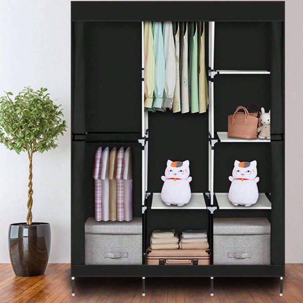 Lemari Pakaian Portabel 71 Inc - Wardrobe Closet Portable Fabric Cover ulasan dan harga