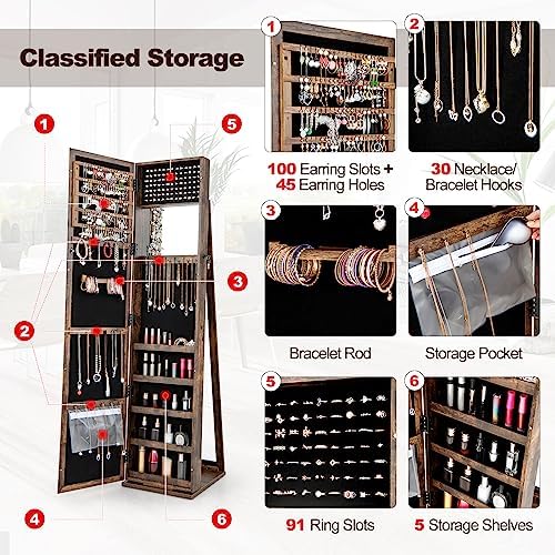 Lemari Perhiasan dengan Cermin - Full Length Mirror Jewelry Armoire ulasan dan harga