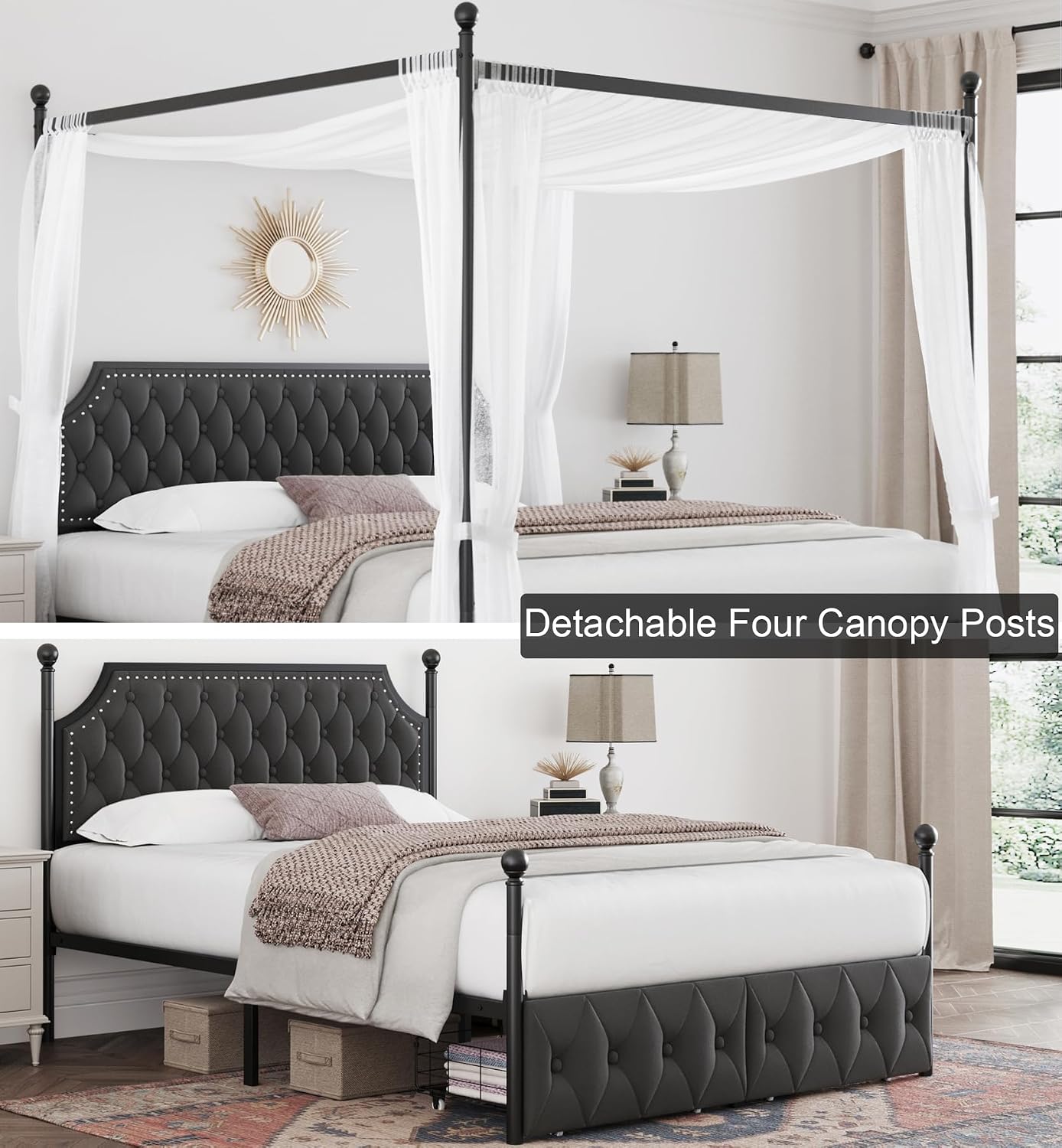 Rangka Tempat Tidur Model Kano - Canopy Bed Frame Metal Queen ulasan dan harga