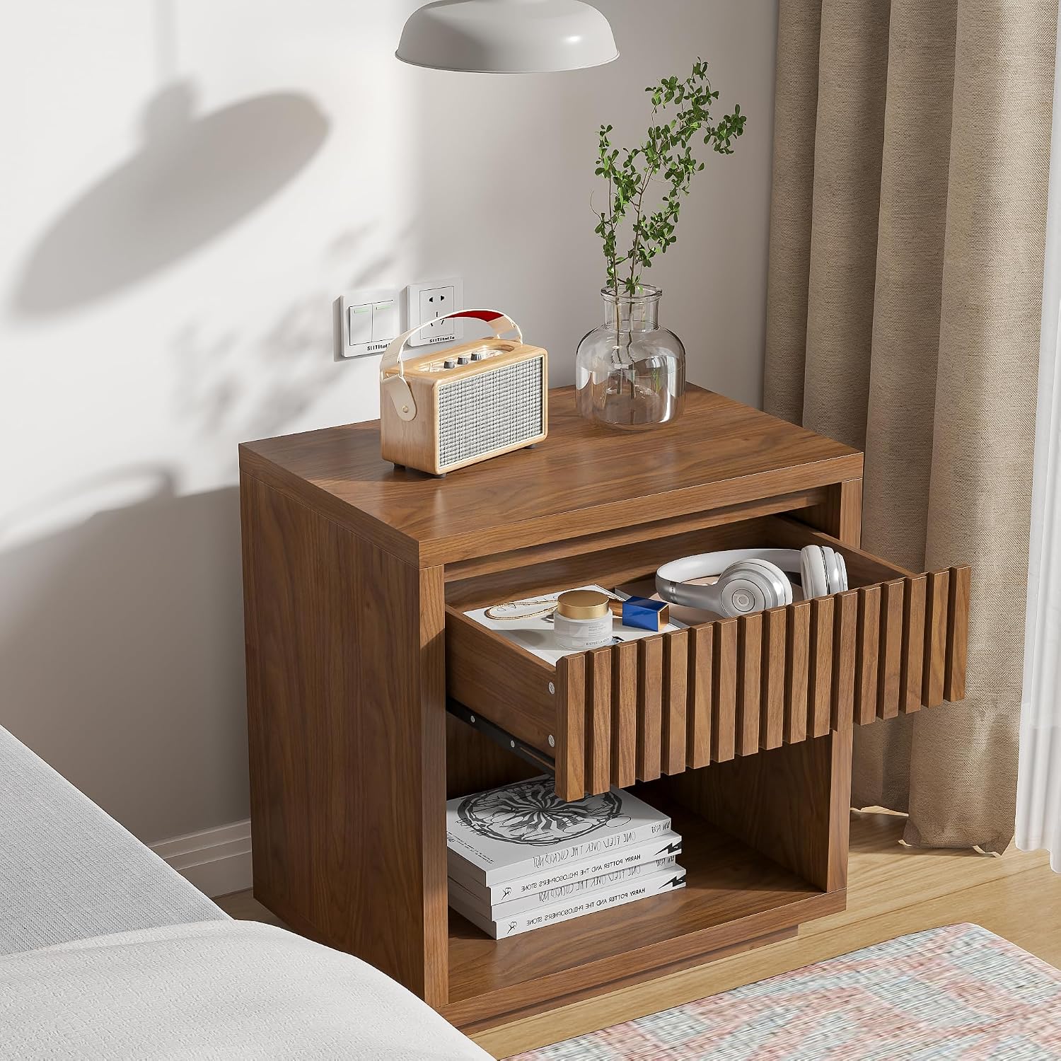 Set Meja Samping Tempat Tidur  - Solid Wood Nightstand 2 Drawers ulasan dan harga