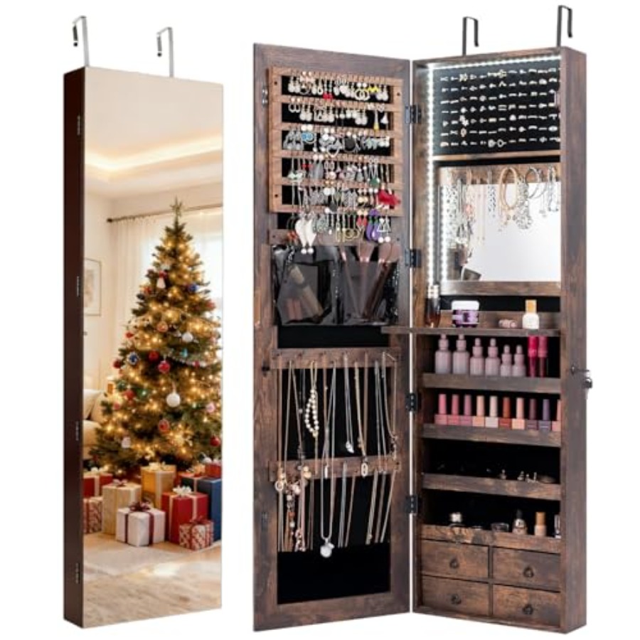 Lemari perhiasan LED 47 untuk  - Full Length Mirror Jewelry Armoire ulasan dan harga