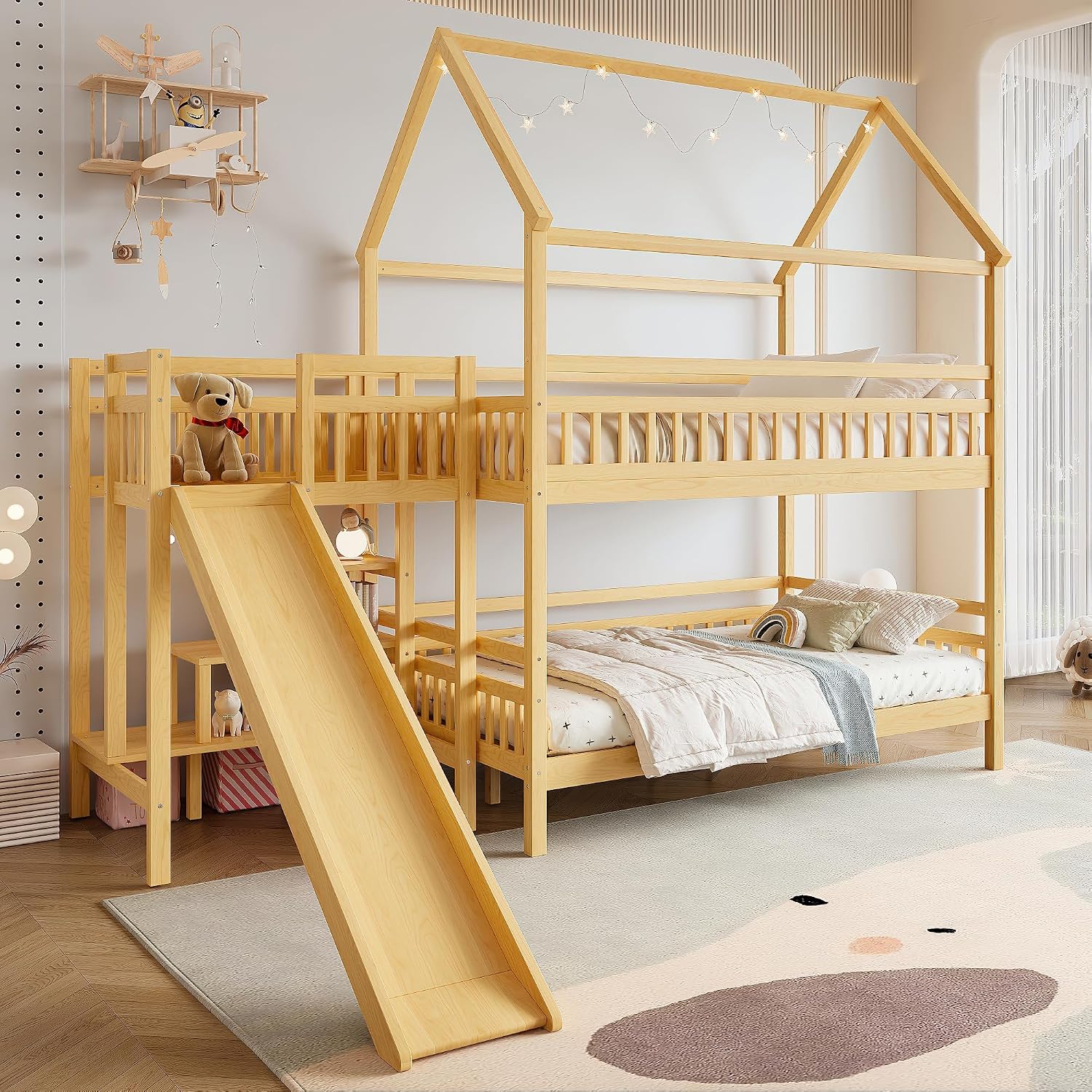 Tempat Tidur Tingkat Ukuran Fu - Bunk Bed With Stairs And Slide ulasan dan harga